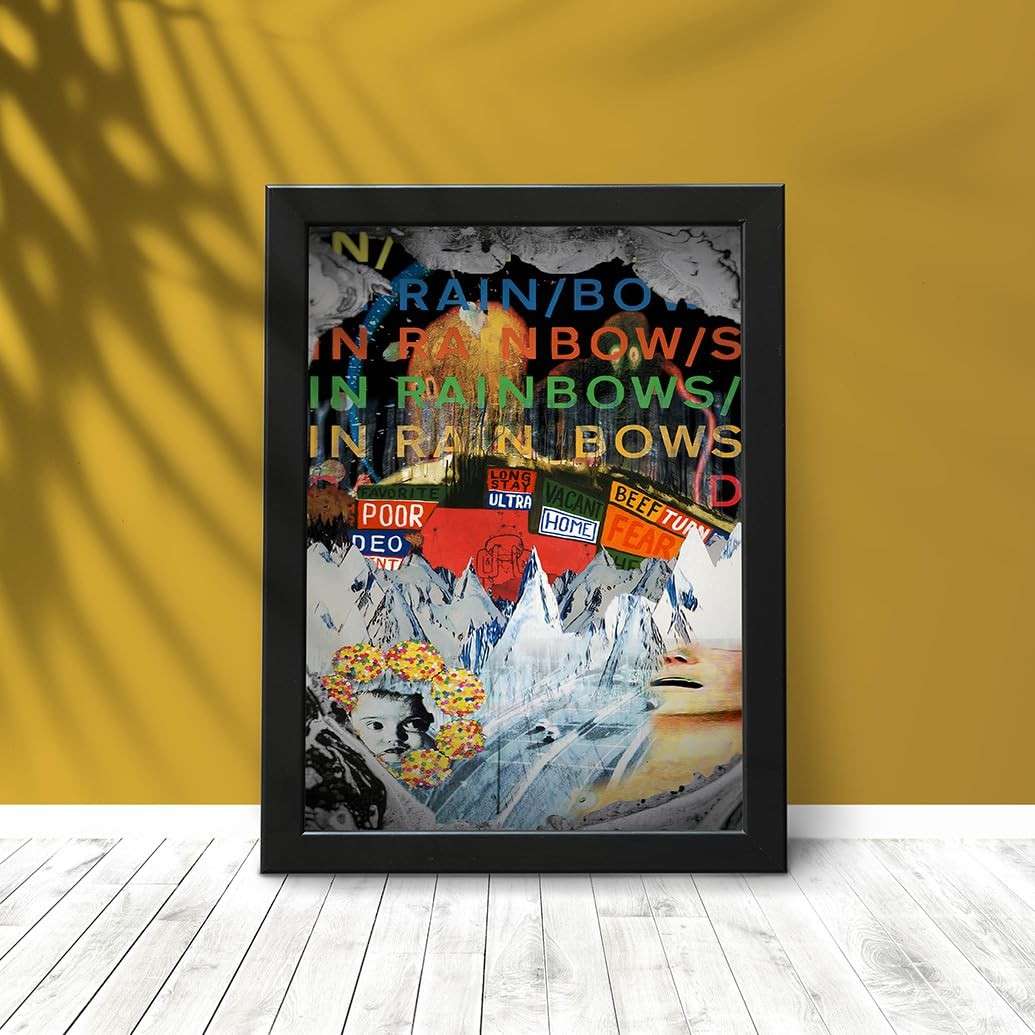 Quadro Radiohead 4 In Rainbows - Arte Premium em Moldura de Madeira | Tamanho A4