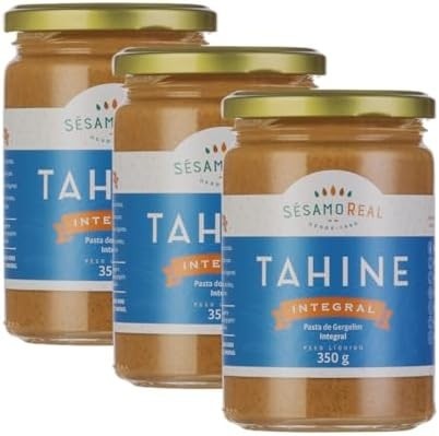 Kit com 3 Vidros de Tahine Pasta de Gergelim Integral de 350g cada - Sésamo Real
