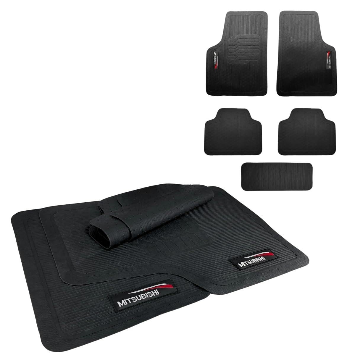 Jogo de Tapetes Automotivos Mitsubishi Pajero TR4, Sport, Dakar, L200 Triton, Outlander, Lancer, ASX - 5 Peças Bordado Personalizado Lavável