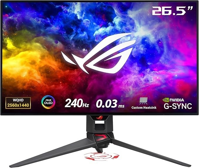ASUS ROG Swift Monitor de jogos OLED DSC de 27 polegadas 1440P (PG27AQDM) - QHD (2560 x 1440), 240Hz, 0,03ms, compatível com G-SYNC, revestimento de microtextura antirreflexo, 99% DCI-P3, True 10