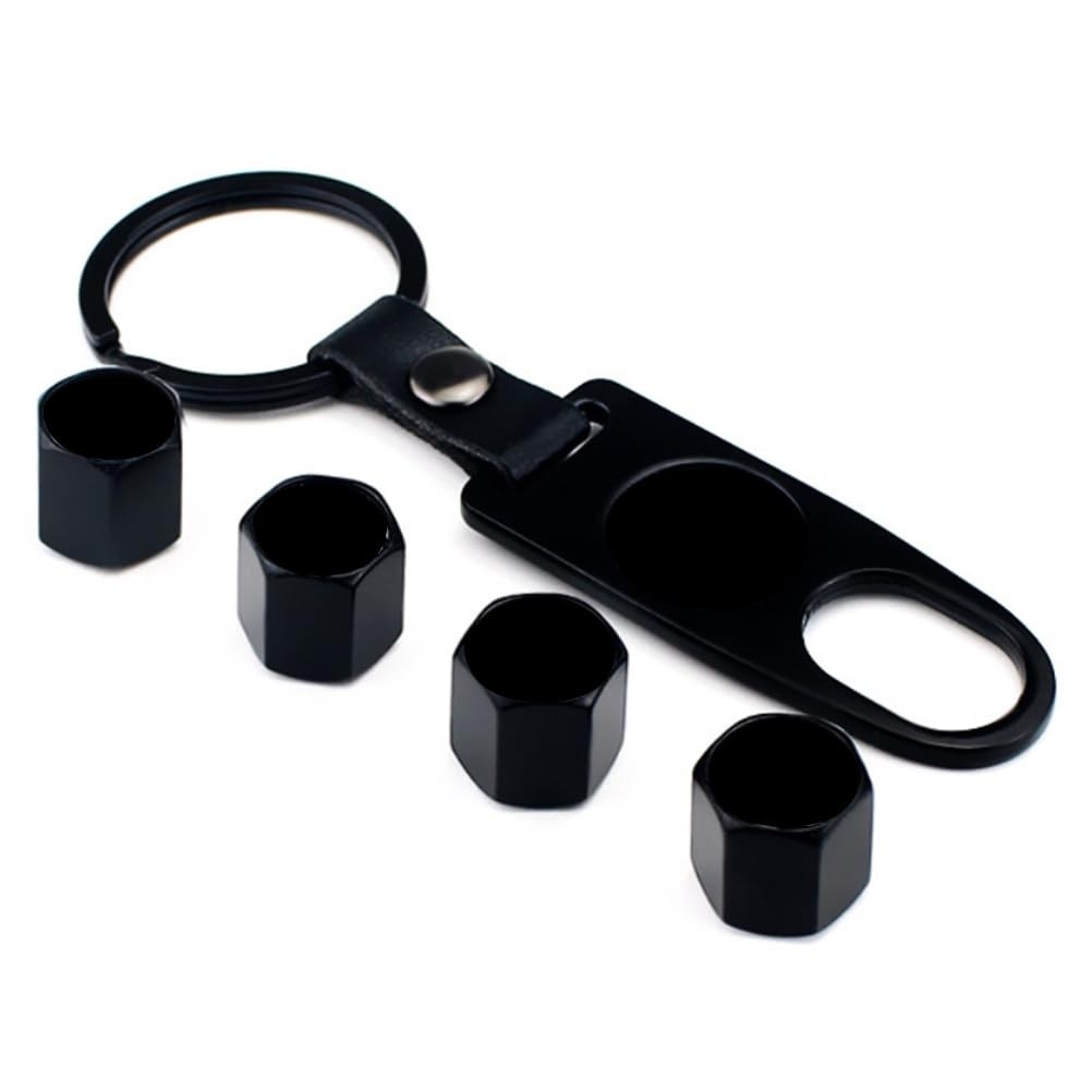 Kit 4 Tampas de Válvula de Pneu Akozon em Liga de Zinco com Chaveiro - Proteção e Estilo para Seu Veículo