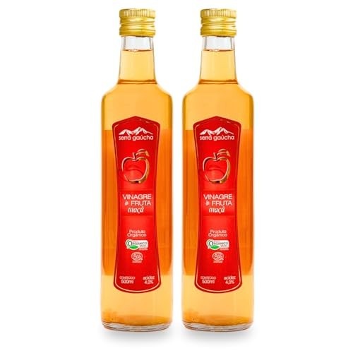 Vinagre de Maçã Orgânico Serra Gaúcha Acidez 4% Kit 2 Unidades 500mL