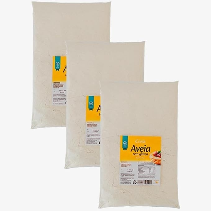 Kit 3X: Farinha de Aveia Sem Glúten Leve Croc 1kg
