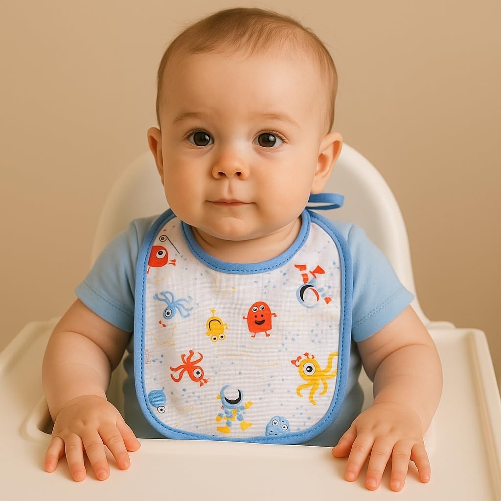 Kit 5 Babadores de Algodão 100% - Proteção Macia e Absorvente para Bebês a Partir de 6 Meses