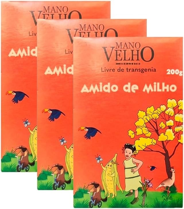 Kit 3X: Amido de Milho Não Transgênico Mano Velho 200g