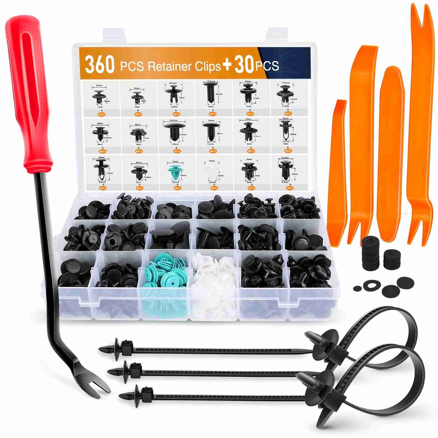 Kit Completo de Rebites e Clipes GOOACC: 18 Tamanhos Essenciais para Para-choques e Acabamentos Automotivos