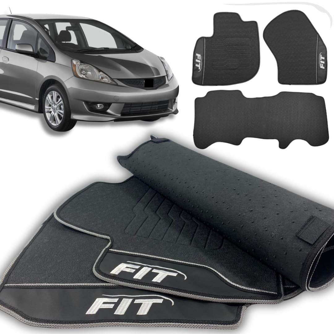 Jogo de Tapetes Emborrachado 3 Peças para Honda Fit 2009-2014 - Lanzi