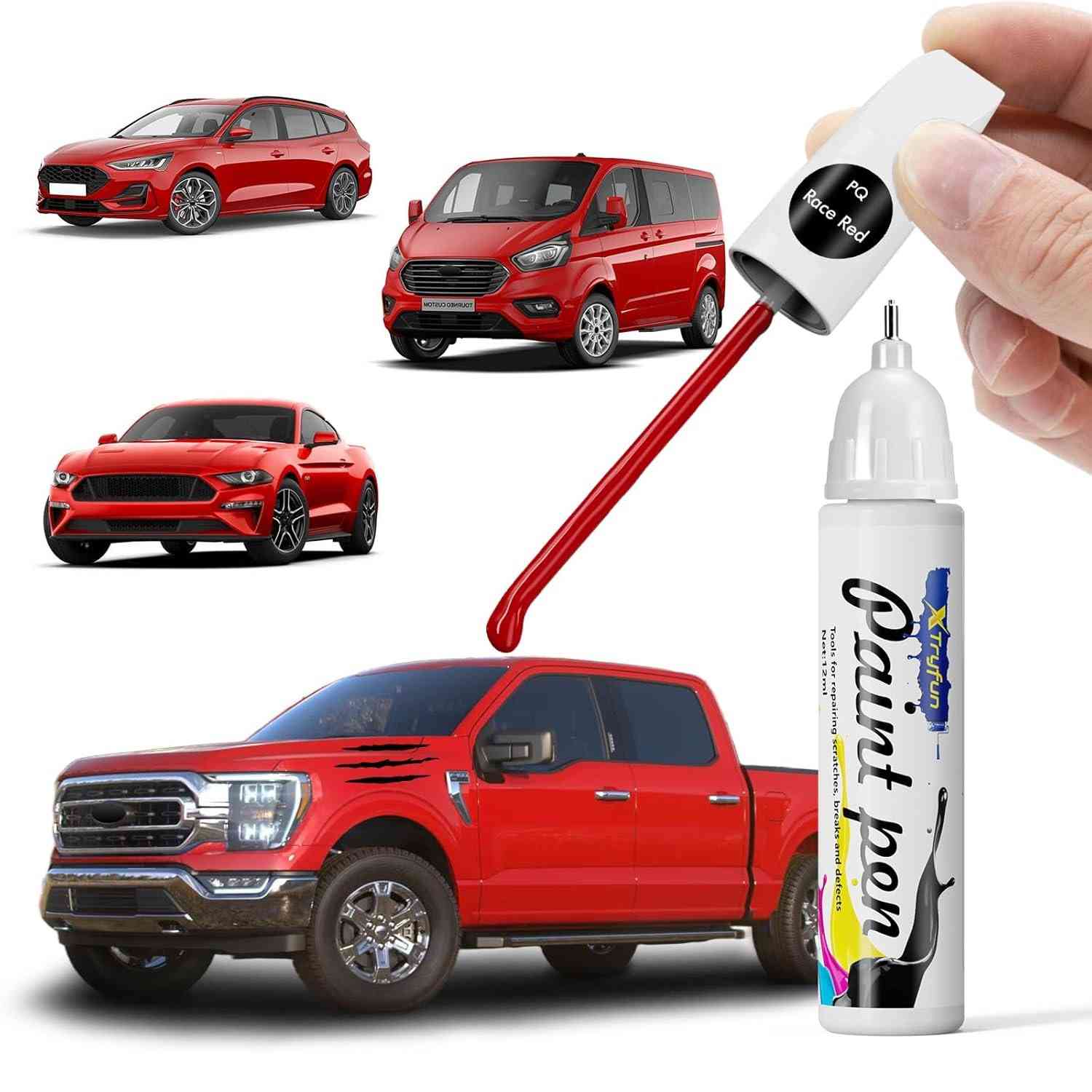 Tinta de Retoque para Carro Ford - Race Red (PQ) | Reparo Perfeito de Arranhões e Lascas