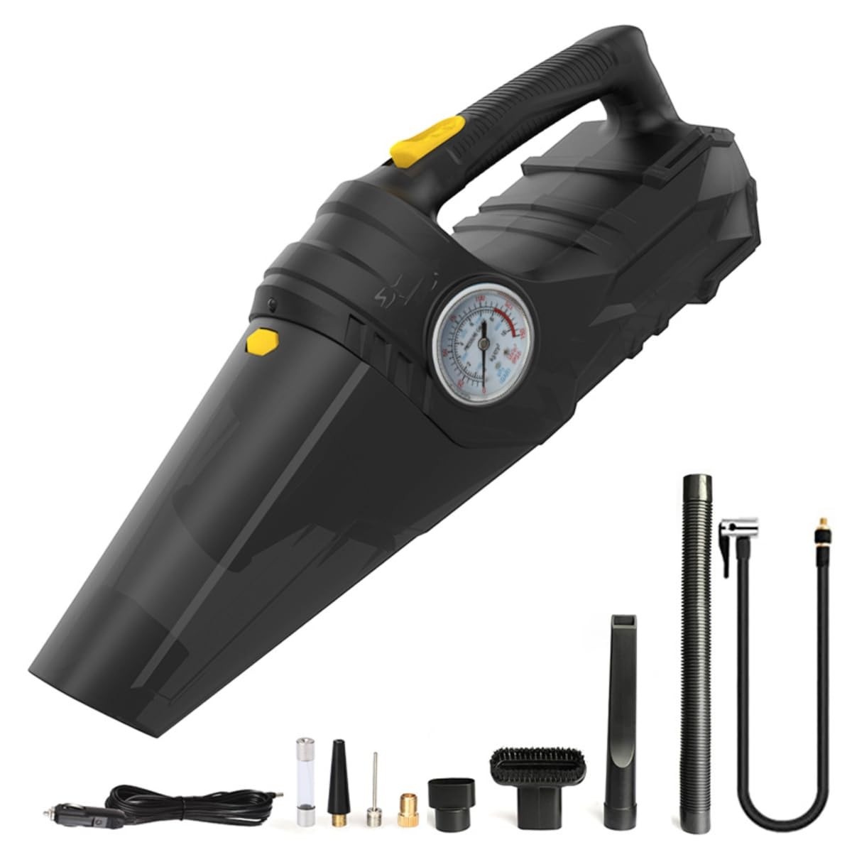 Aspirador Automotivo 4 em 1 Potente: Inflador de Pneu, Luz LED e Mais! Essencial para seu Carro