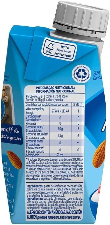 Creme de Leite de Amêndoas Almond Breeze - 6x 200g