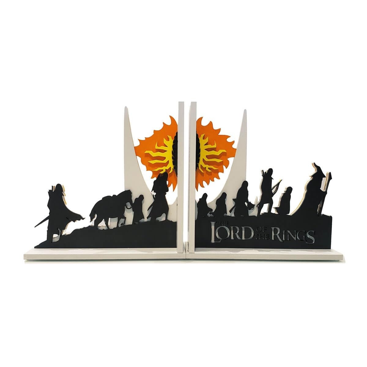 Aparador de Livros O Senhor dos Anéis - Sociedade do Anel e Olho de Sauron - Decoração Geek