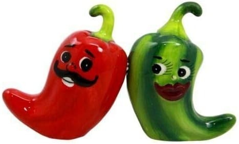 Ebros Gift Conjunto colecionável de jalapeños de cerâmica magnética com pimenta, vermelho e verde, pimenta, Aye Jalapeno