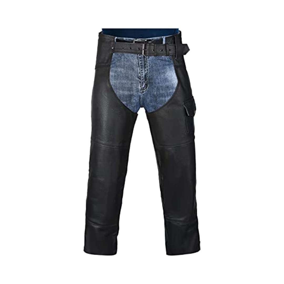 Calça masculina de couro de motocicleta HWK motociclista motociclista cowboy corrida preta de couro legítimo