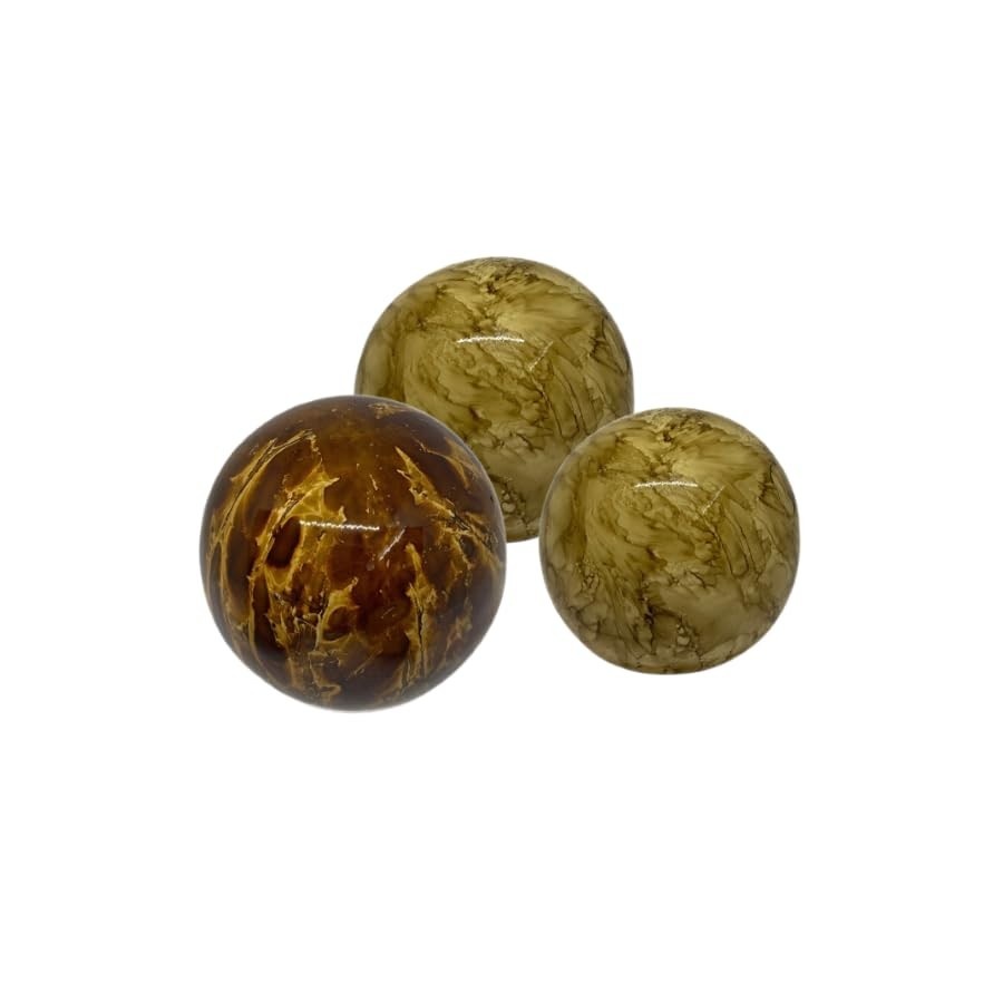 Trio Bolas Decorativas em Cerâmica Marmorizada 12cm/10cm/9cm - Centro de Mesa Sofisticado