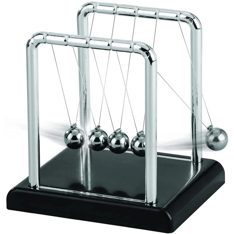 Escultura Decorativa Pêndulo de Newton 13,5 cm – Design Moderno com Movimento Relaxante para Mesa