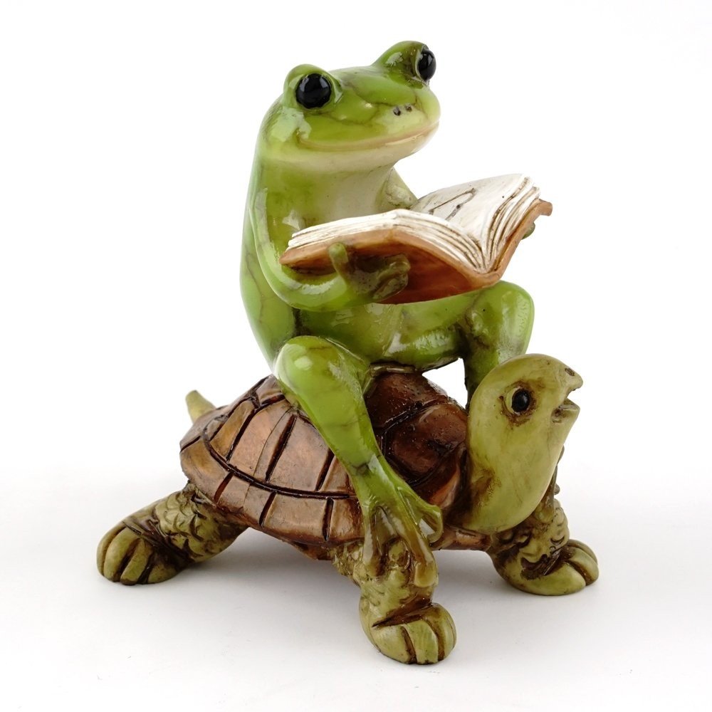 Top Collection Livro de Leitura em Miniatura com Sapo de Fadas e Terrário em Estátua de Tartaruga - Decoração Encantadora para Casa e Jardim