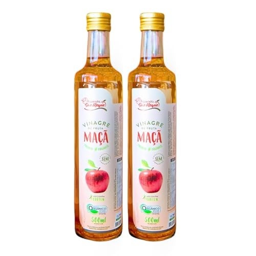 Kit 2 Vinagre De Maçã Orgânico Acidez 4,2% Fazenda São Roque 500 ml