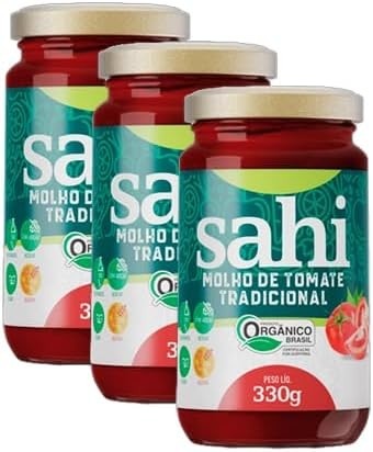 Kit 3X: Molho de Tomate Tradicional Orgânico Sahi 330g