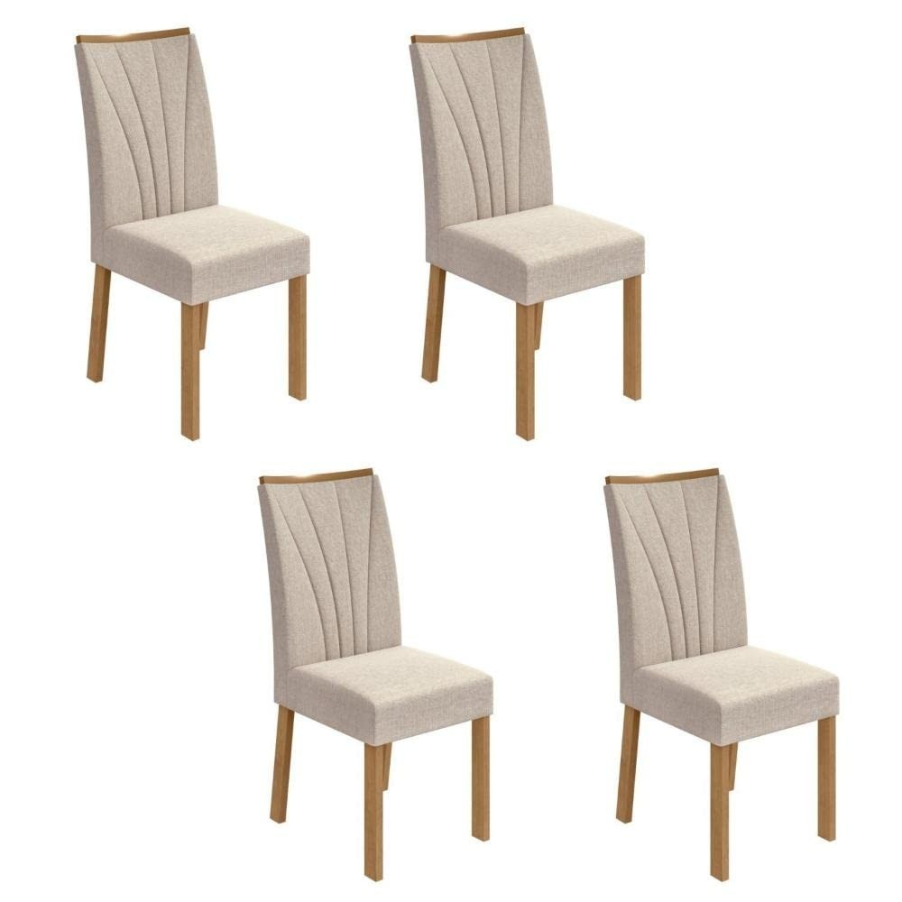 Conjunto de 4 Cadeiras Estofadas Apogeu Móveis Lopas - Design Moderno em Bege