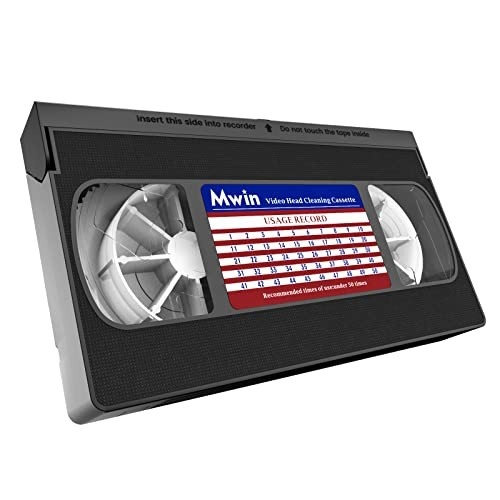 Mwin Limpador de Cabeças VHS - Tecnologia a Seco para Tocadores VHS/VCR | Fita Reutilizável sem Líquido