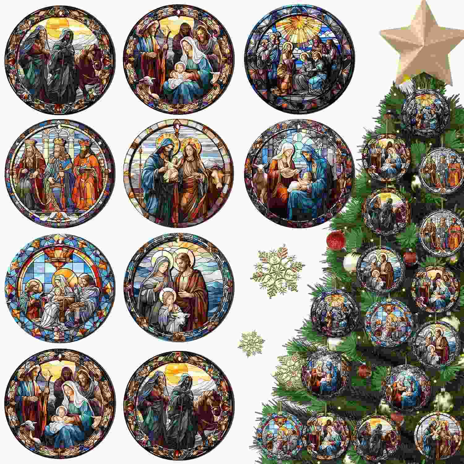 Enfeites de Presépio em Madeira 3D - 16 Peças para Decoração Religiosa de Natal