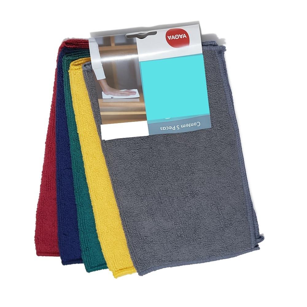 Kit 5 Pano de Microfibra Multiuso 25x25cm - Alta Absorção, Sem Fiapos, Reutilizável
