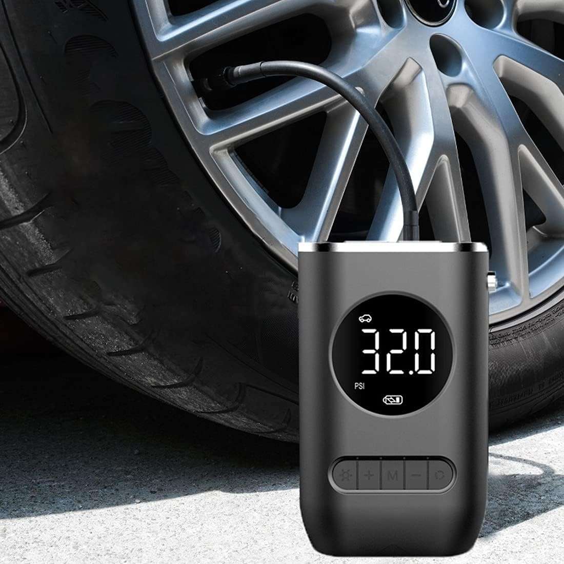 Mini Compressor de Ar Portátil: Bomba Essencial para Bike, Carro e Bolas (Cinza/Preto)