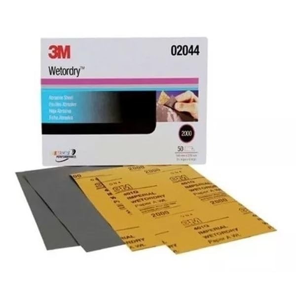Kit de Lixas D'água 3M para Polimento Automotivo - 5 Granulações (220 a 2000) - Ideal para Faróis e Pintura de Carros