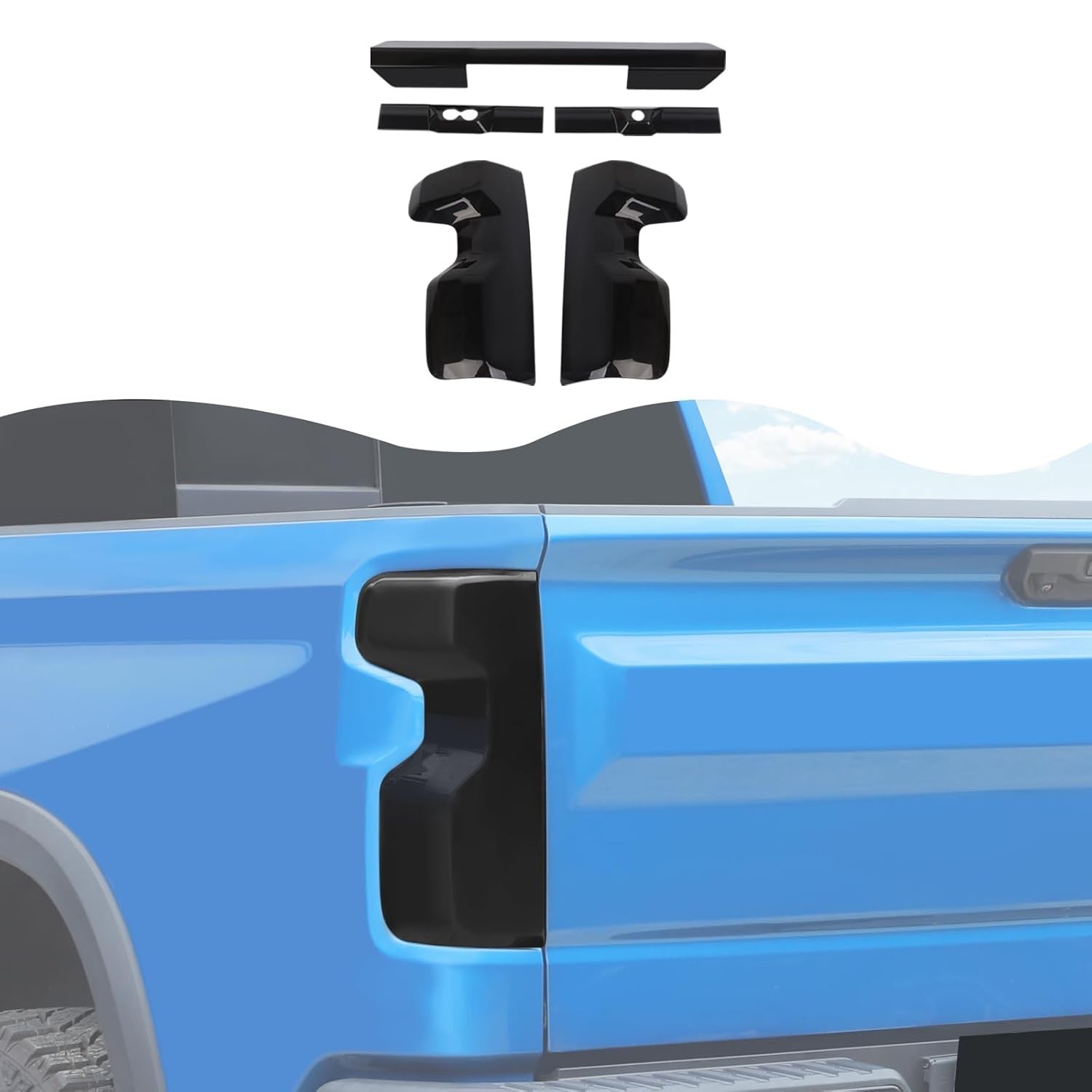 Acabamento Premium para Luz de Freio Alta Chevrolet Silverado 2022-2025 | Decoração Externa ABS Preto