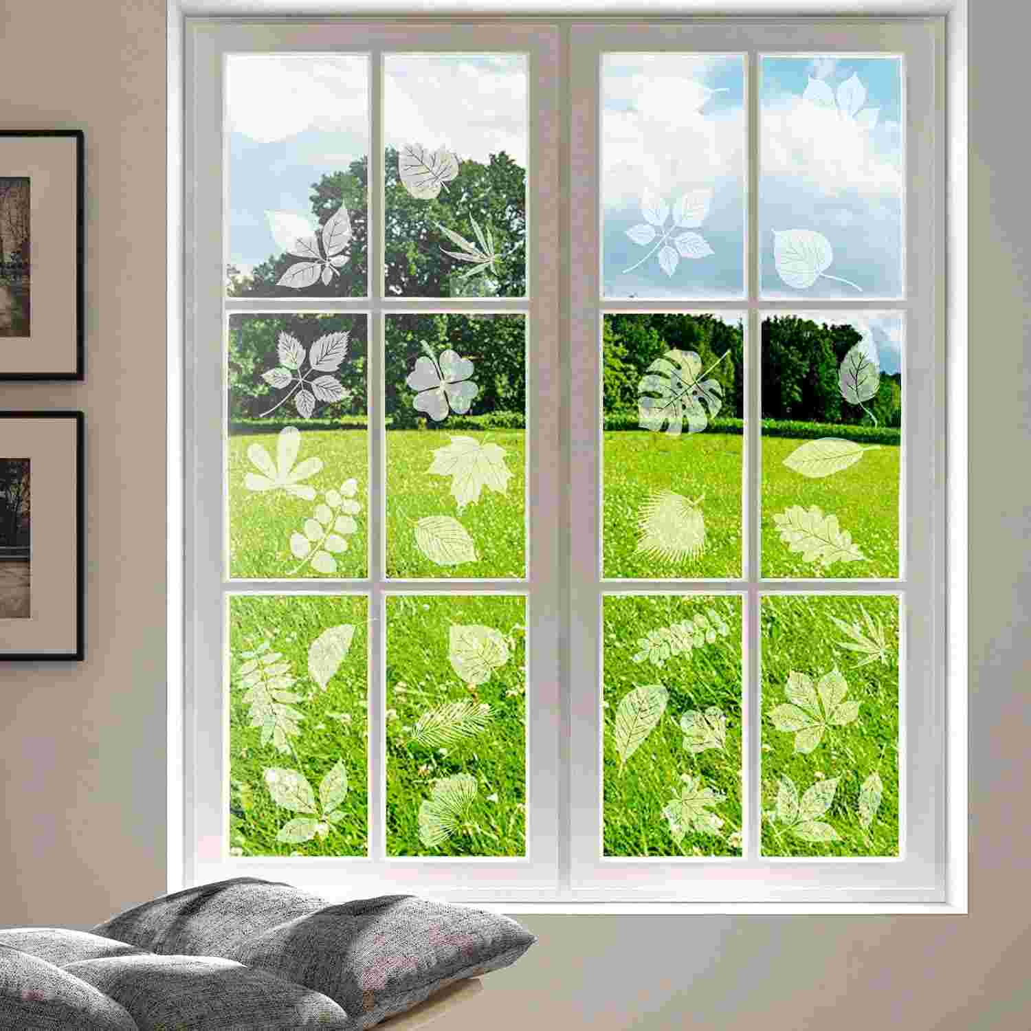 26 Adesivos de Janela em Formato de Folha - Proteção Anticolisão para Pássaros com Design Decorativo