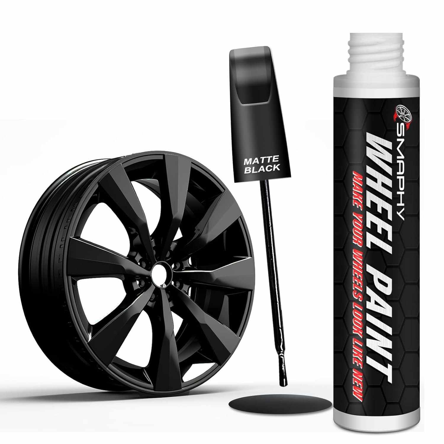 SMAPHY Tinta para Retoque de Aro Preto Fosco – Caneta de Pintura Profissional para Rodas de Metal