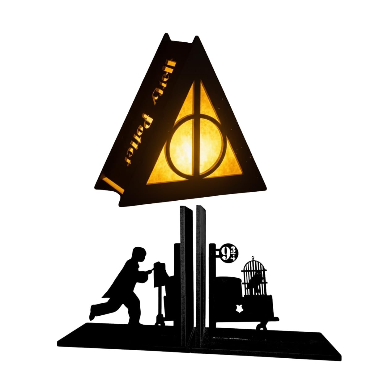 Aparador de Livros com Luminária LED Inspiração Harry Potter - Plataforma 9 3/4 com Insígnia Mágica