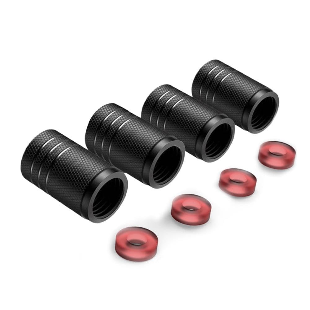 Tampas de Válvula de Pneu em Alumínio Preto (4 Peças) - Proteção Universal e Estilo para Seu Veículo