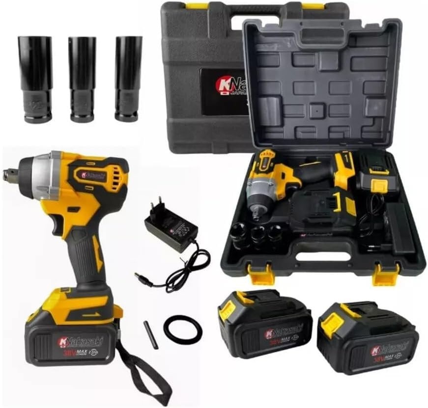 Chave de Impacto Profissional 38V Brushless: Potência, 2 Baterias e Maleta Completa