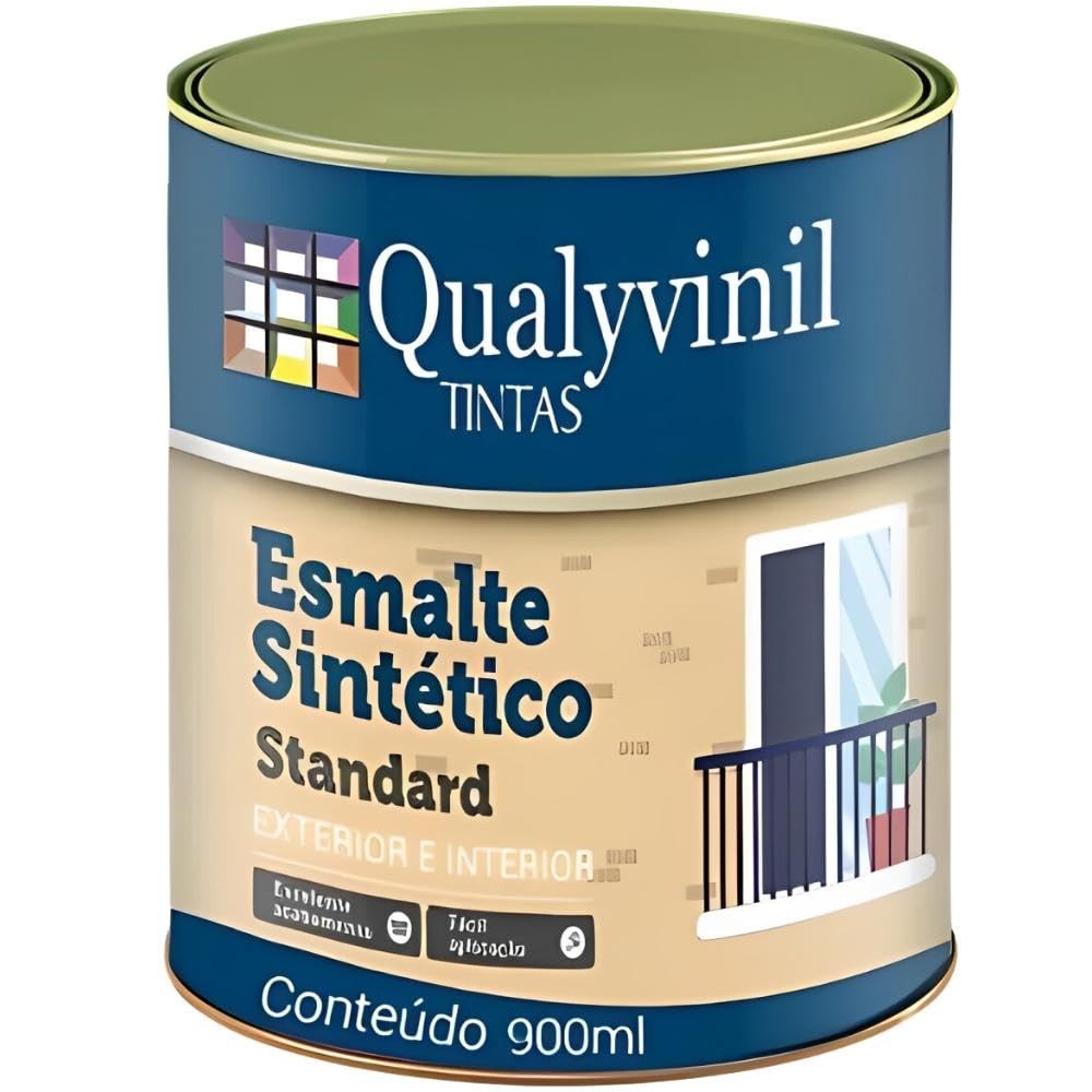 Tinta Esmalte Sintético Qualyvinil 900ml - Marfim Brilhante para Projetos de Decoração e Pintura Profissional