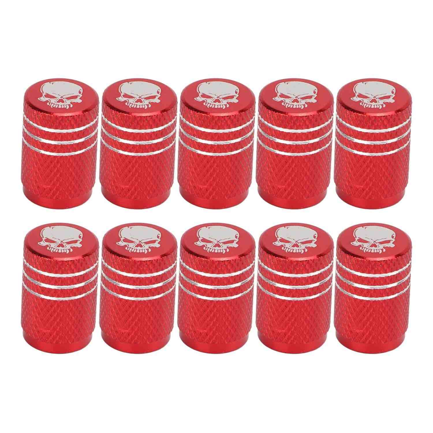 Tampas de Válvula Caveira em Liga de Zinco - Estilo e Proteção para seu Veículo (Vermelho)
