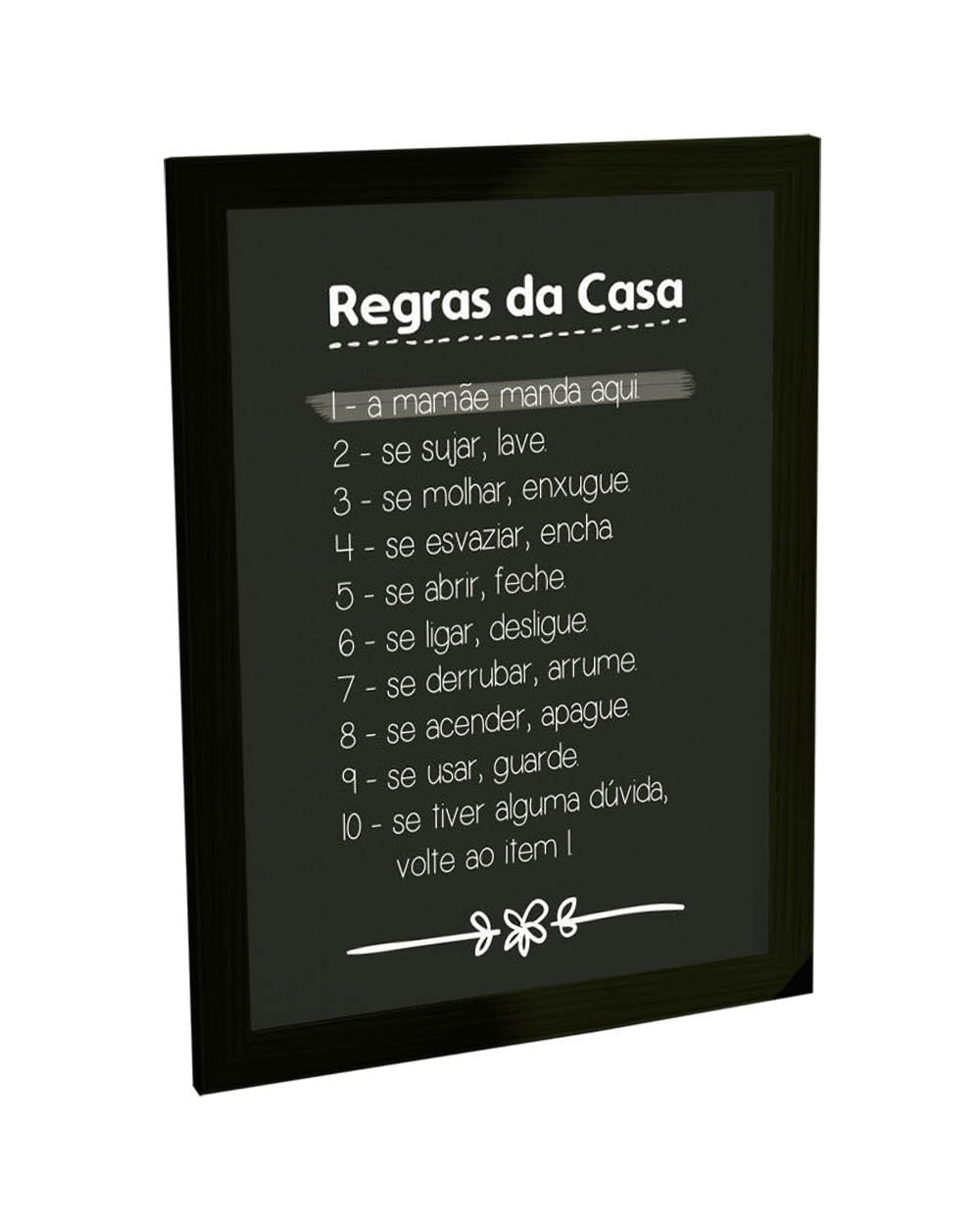 Quadro Decorativo A4 Regras da Casa - Moldura Moderna com Grampos Flexíveis para Decoração de Sala