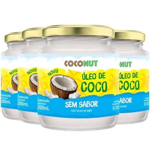 Kit c/ 4und Óleo de Coco Sem Sabor Coconut QUALICOCO 200ml