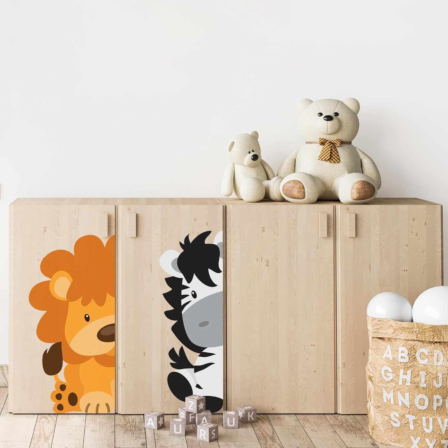 Adesivo de Parede Infantil Animais Safari - Leão e Zebra para Decoração de Quarto