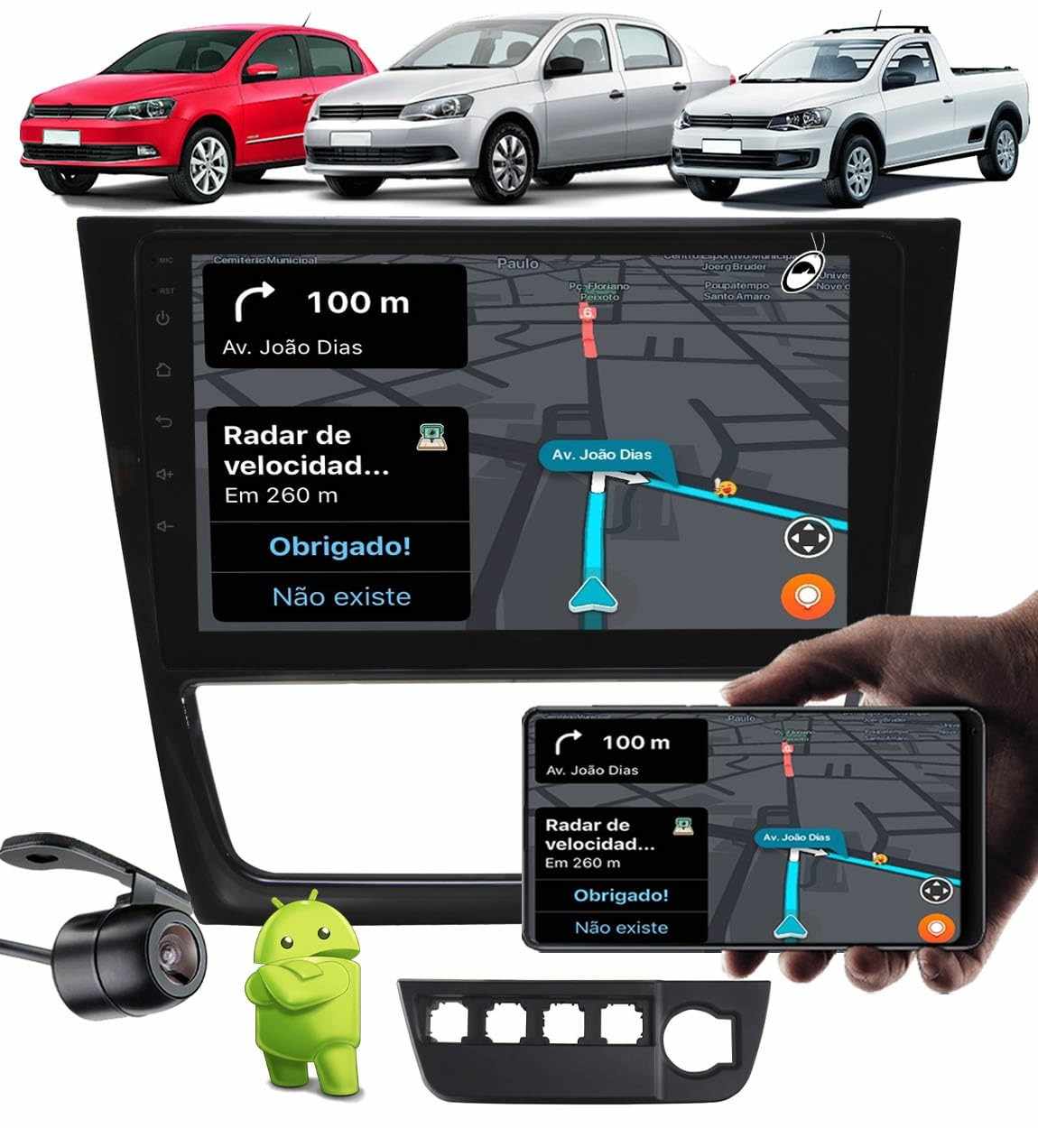 Multimídia Android 9" para Gol G6/Saveiro/Voyage G6: Tela Touch, Wi-Fi, Bluetooth e Câmera de Ré