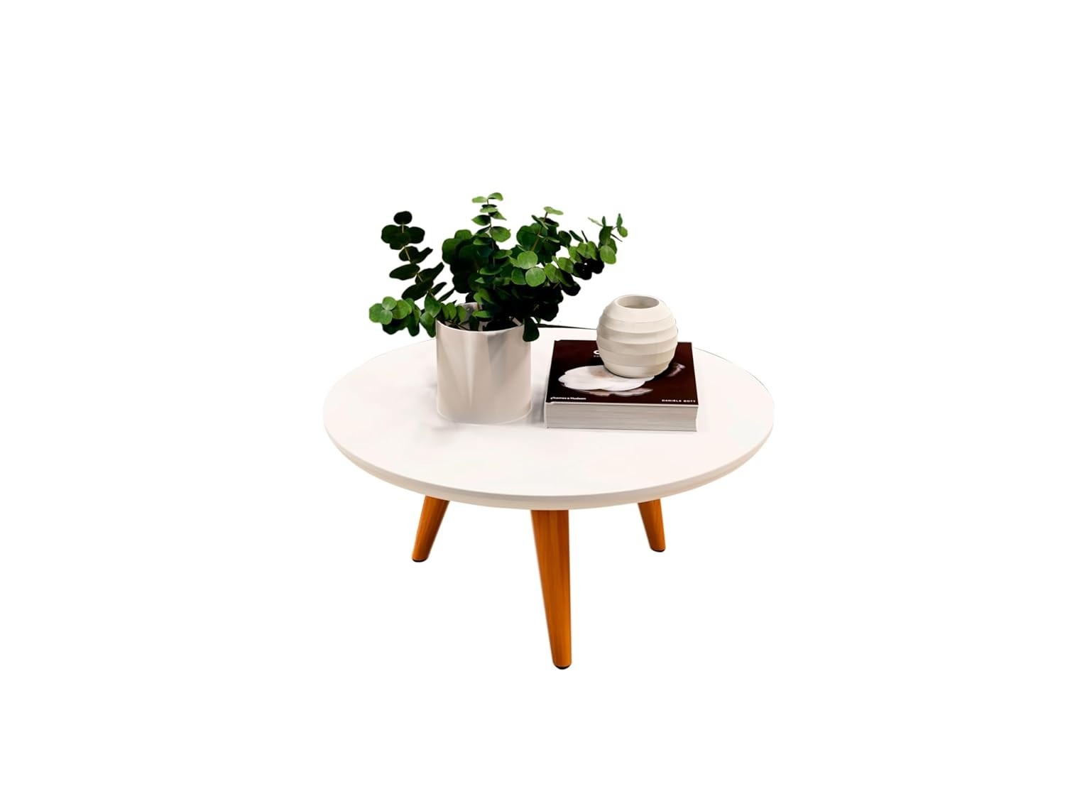 Mesa de Centro Tripe Redonda Retro - Design Elegante com Pés Palito para Sala de Estar
