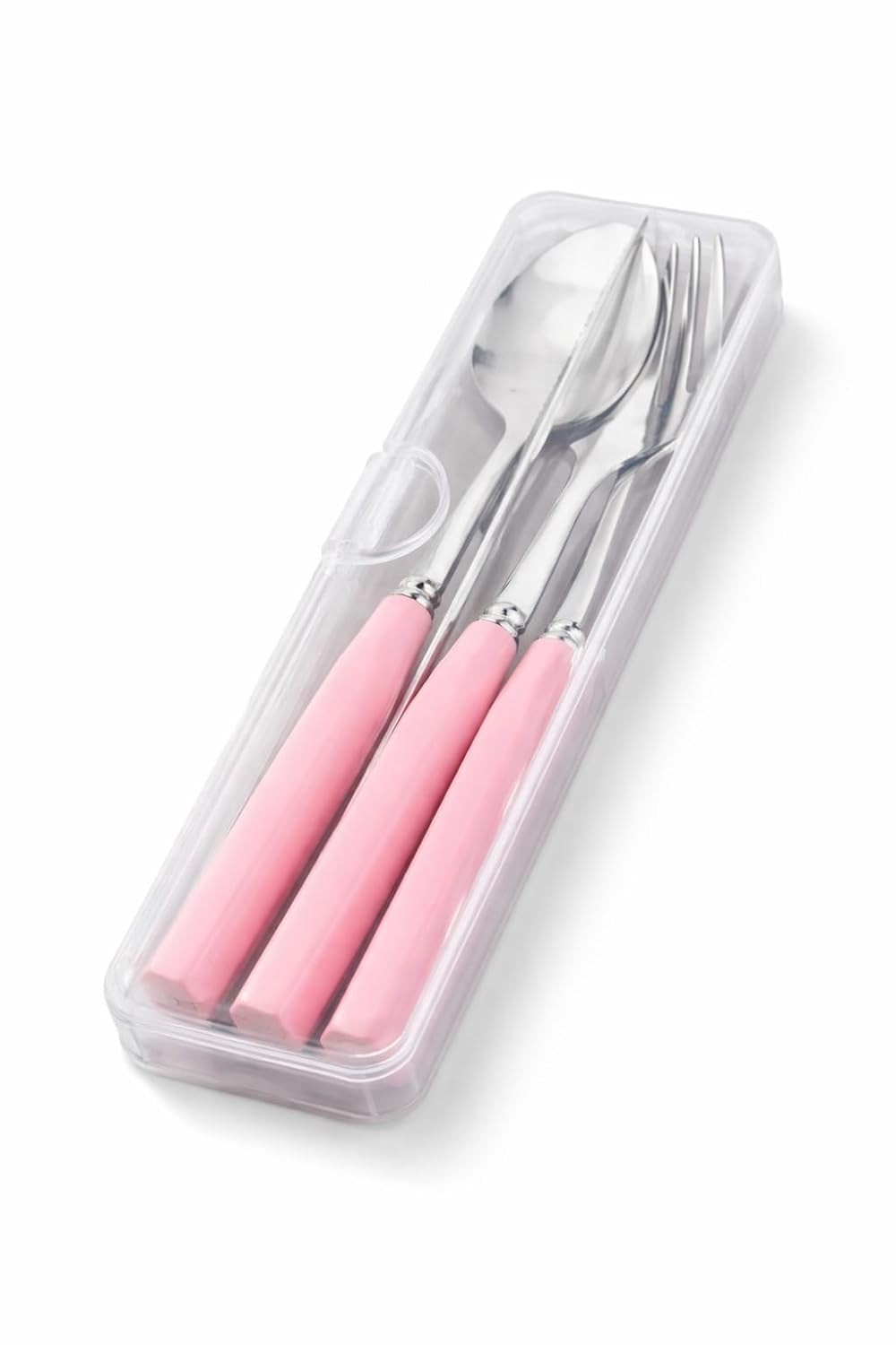 Conjunto de Talheres em Aço Inox com Estojo Rosa - Ideal para Marmitas Fit e Refeições Saudáveis