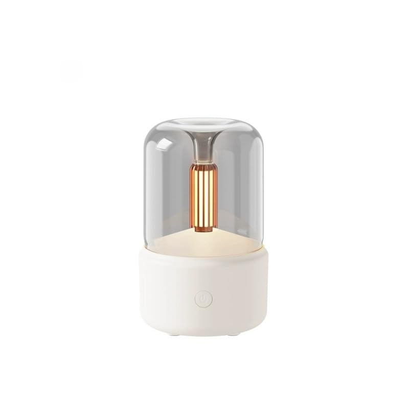 Difusor de Aromas com Luz de Vela 120ml – Umidificador Silencioso e Relaxante para Quarto e Sala