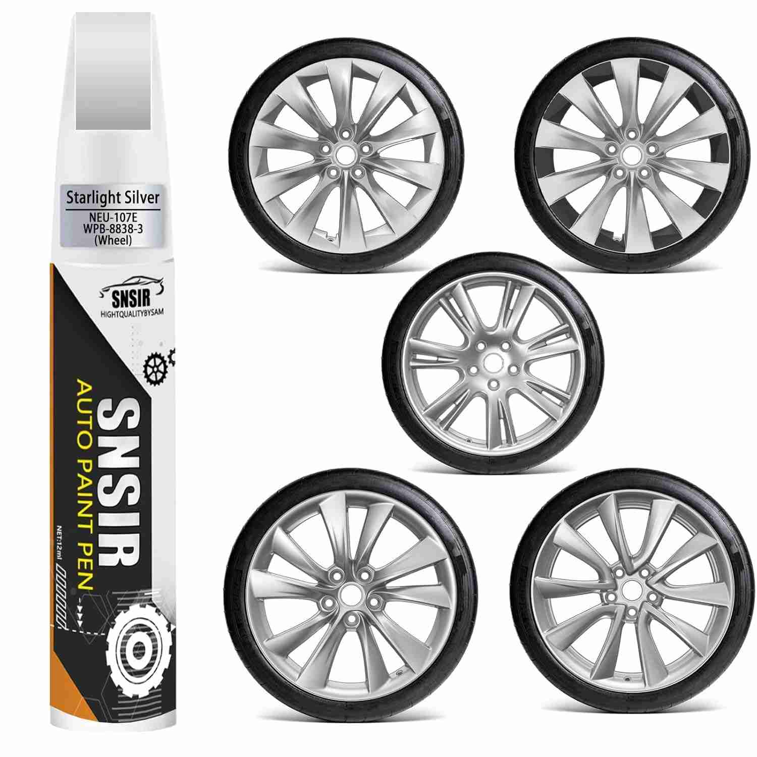 Tinta de Retoque Roda Prata Starlight Tesla Model 3/Y - Reparo Rápido de Arranhões e Danos