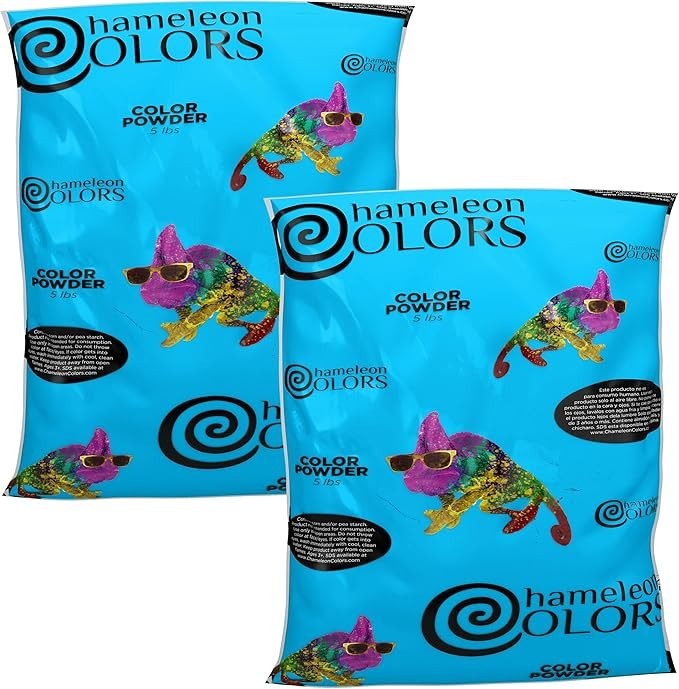 Chameleon Colors Pó revelador de gênero azul - 2 sacos de 2,3 kg - Cor azul vibrante - Para bebês meninos - Sacos de fácil abertura - Limpeza fácil - Não tóxico