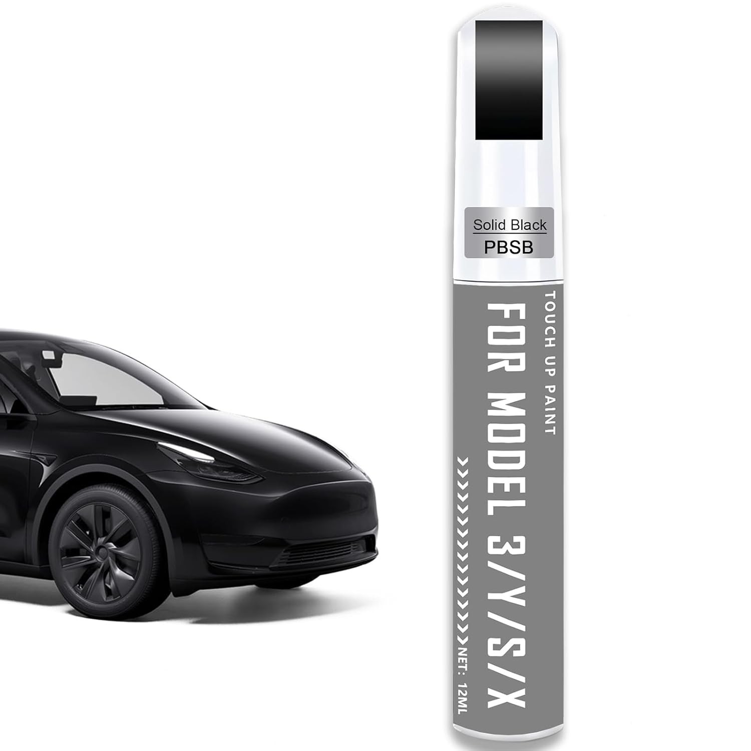 Caneta de Retoque para Tesla Model 3, Y, X e S - Kit Profissional de Reparo de Pintura Preto Sólido