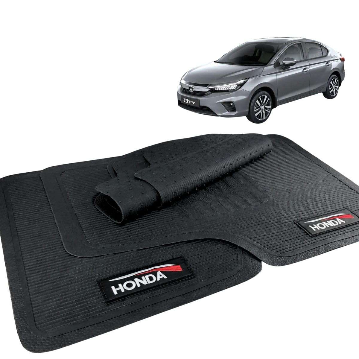 Jogo de Tapetes de Borracha Personalizado Honda City Sedan 2022-2025: 5 Peças Bordadas, Laváveis e Duráveis