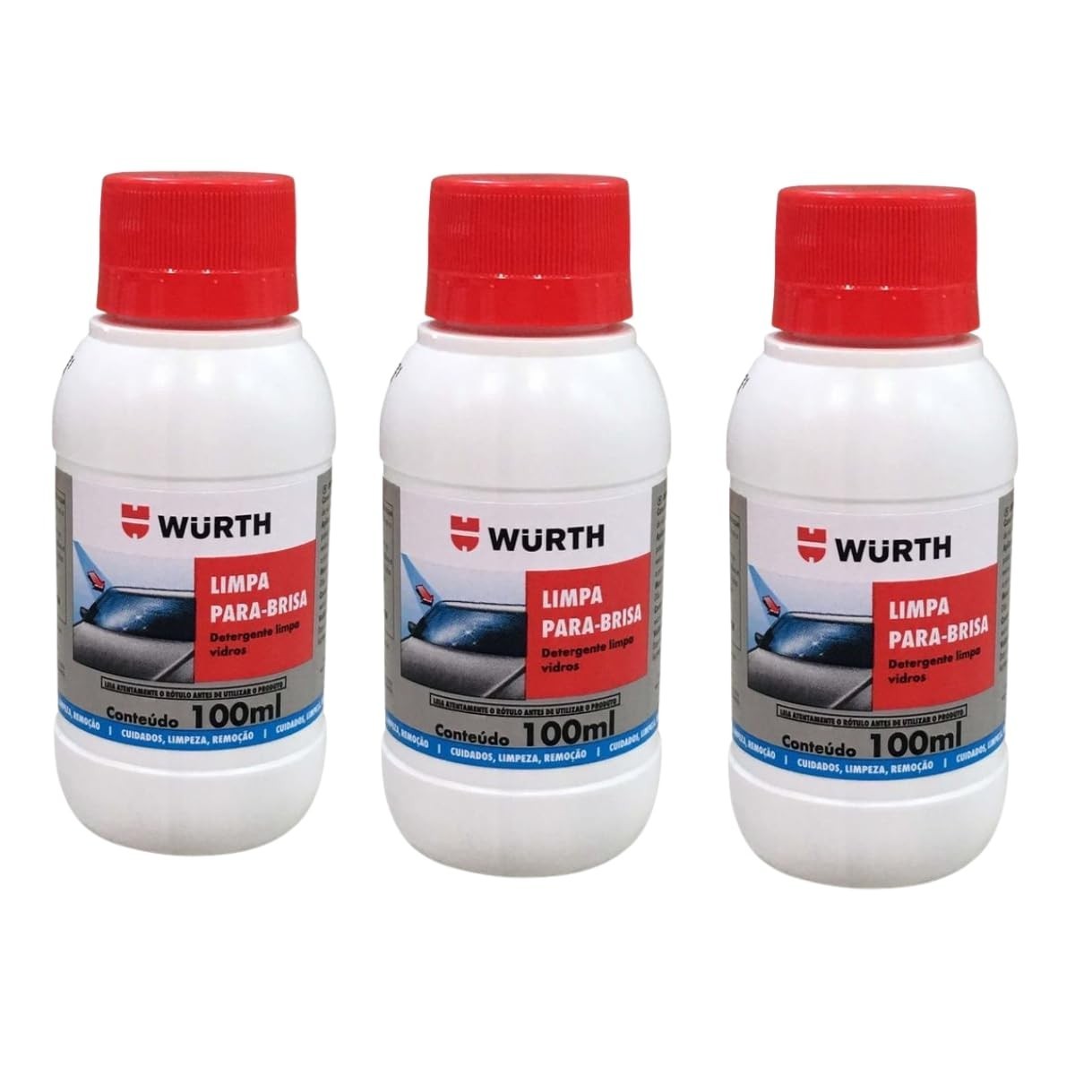 Kit 3 Limpador de Para-brisa Wurth 100ml: Visibilidade Cristalina e Segurança Máxima