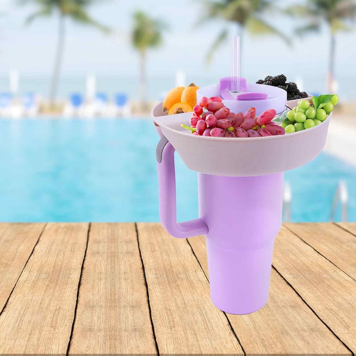 Tigela de Lanche Premium 1,134g com Alça - Silicone Reutilizável à Prova de Vazamento