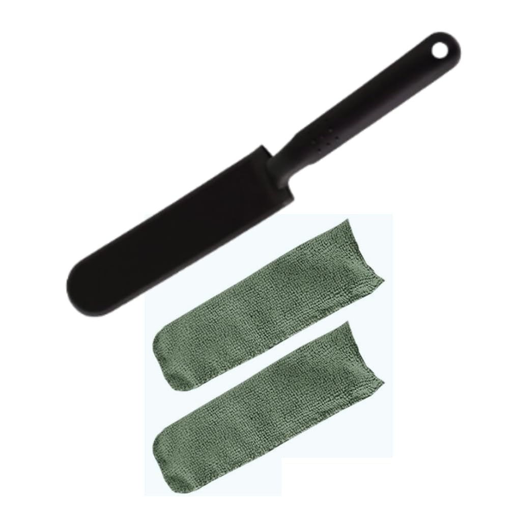 Kit Limpeza de Vãos e Vidros Multiuso - Remove Sujeira Difícil com Facilidade - Ideal para Janelas, Trilhos, Persianas e Cantos Difíceis - 1 Suporte + 2 Luvas Verde Oliva
